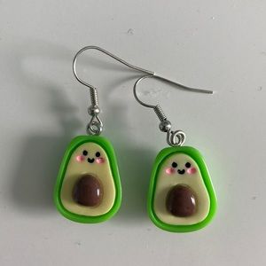 cartoon avocado dangly earrings